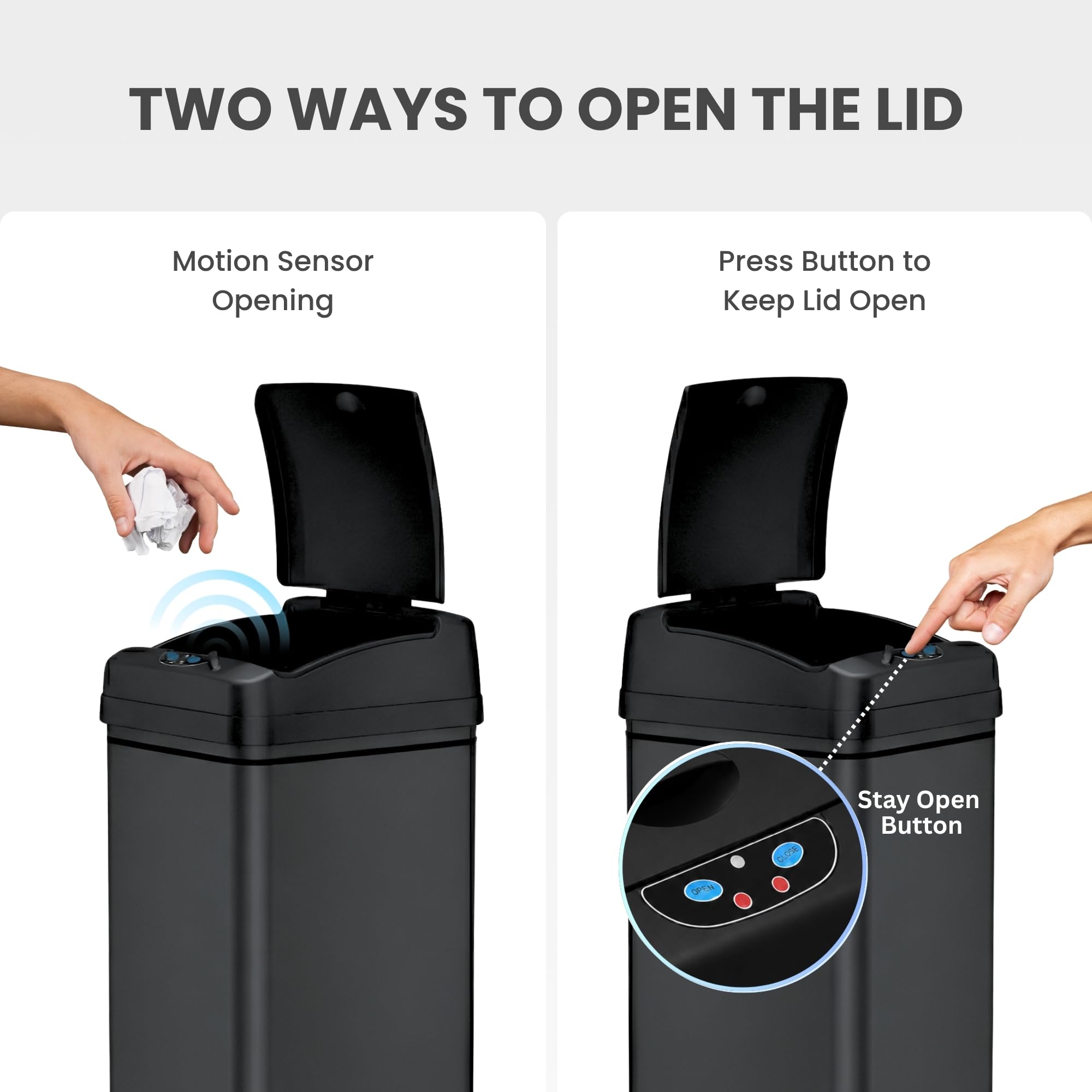 iTouchless mechanical pet lock detail preventing pets and children from accessing garbage