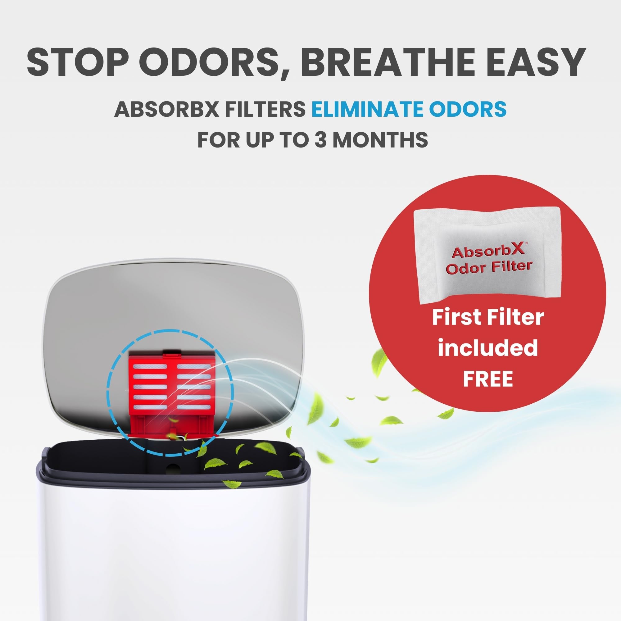 iTouchless removable inner bucket lifted out for easier emptying and faster cleaning