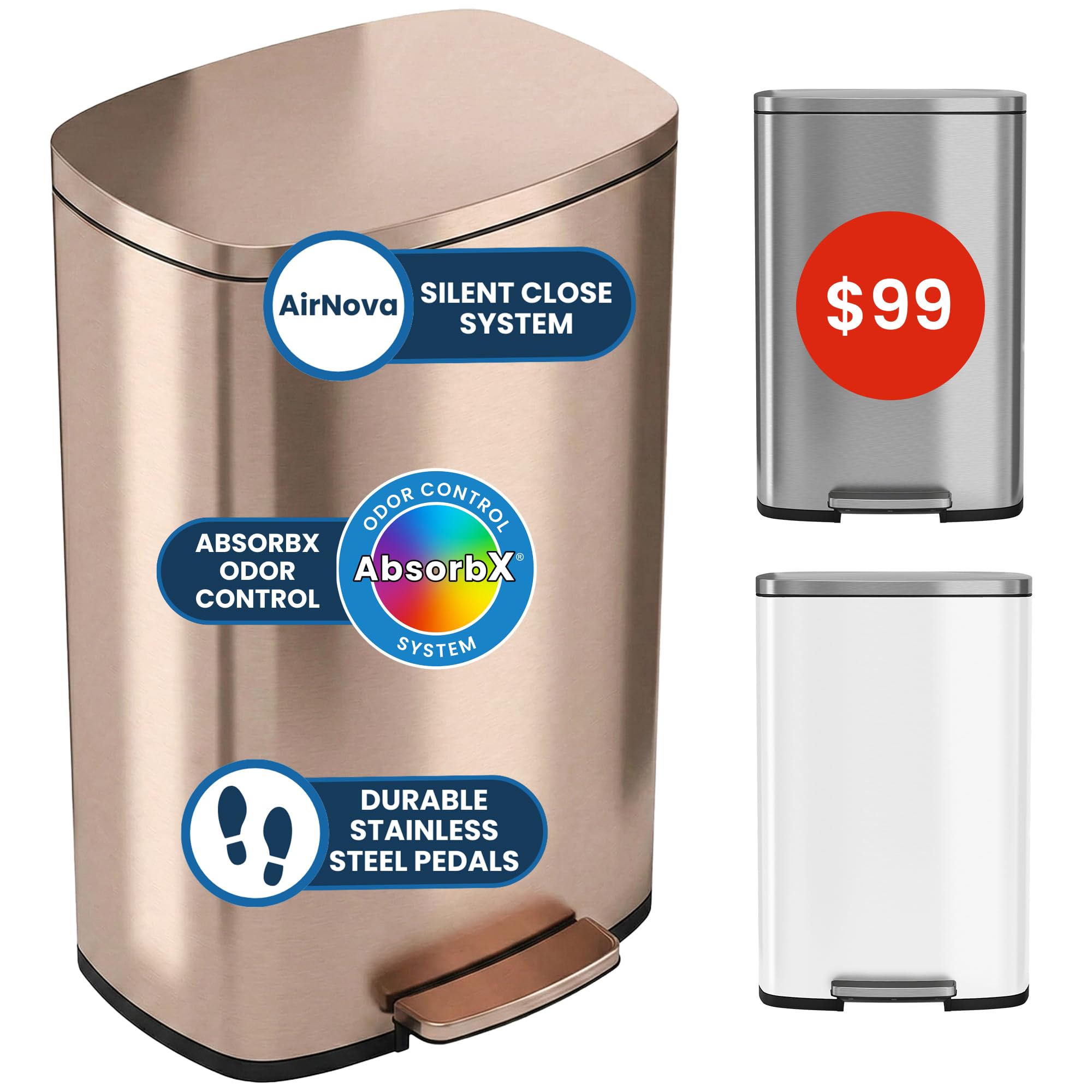 iTouchless rose gold front view showing sleek finish and modern design benefit