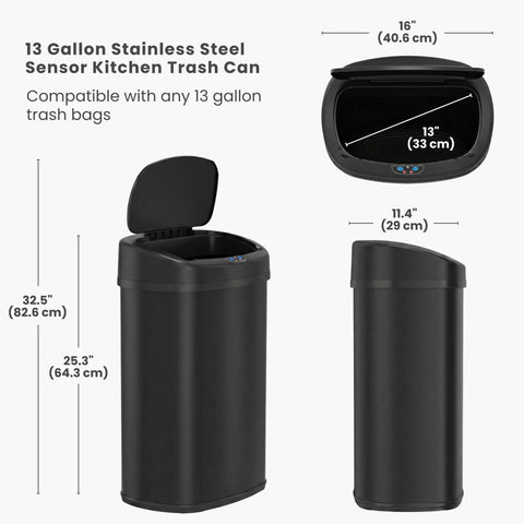 iTouchless next to kitchen counter showing true 13-gallon capacity benefit