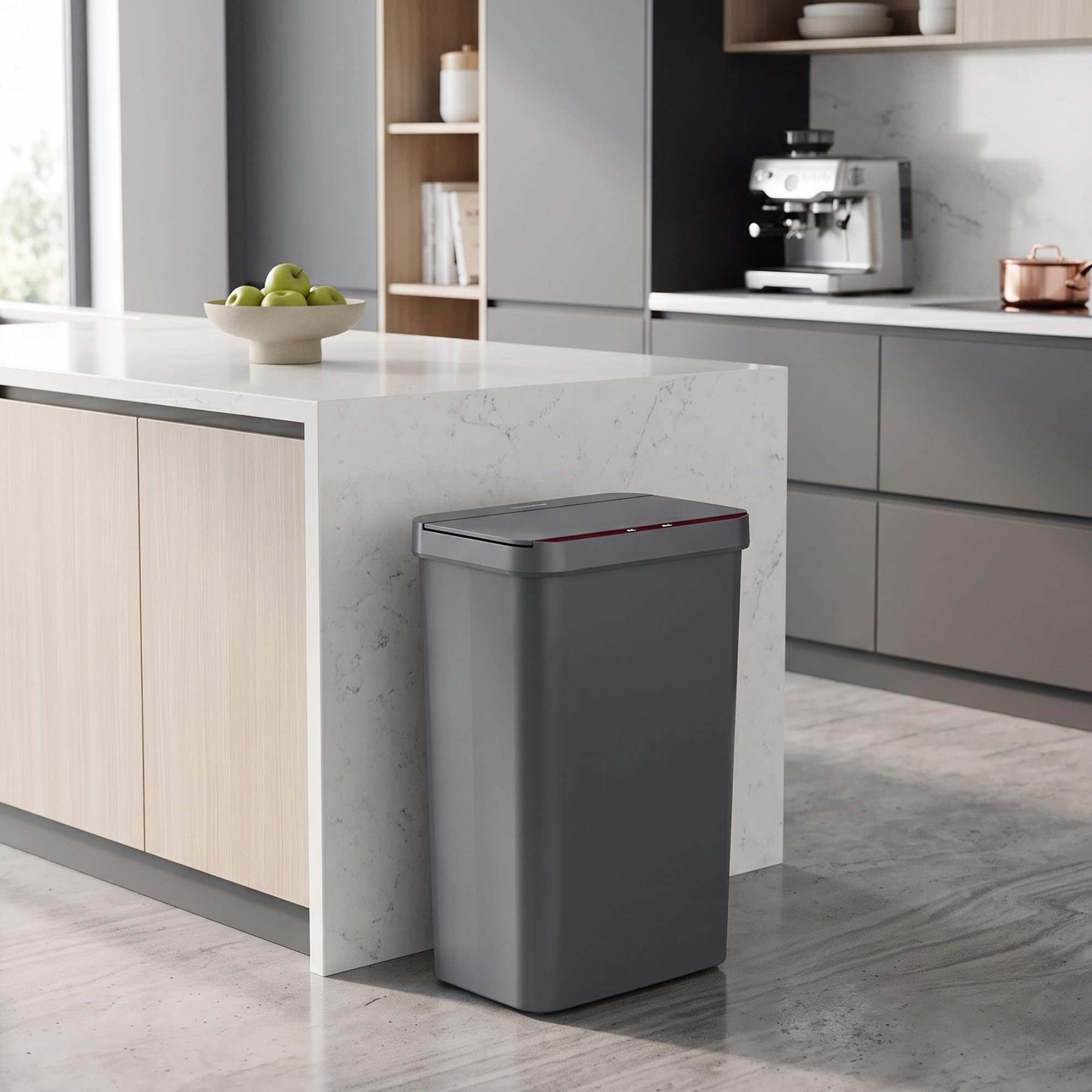 iTouchless beside stool showing size comparison for placement planning