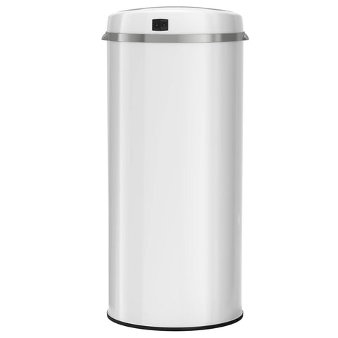 iTouchless lid mid-open demonstrating soft-close action and noise-reducing operation