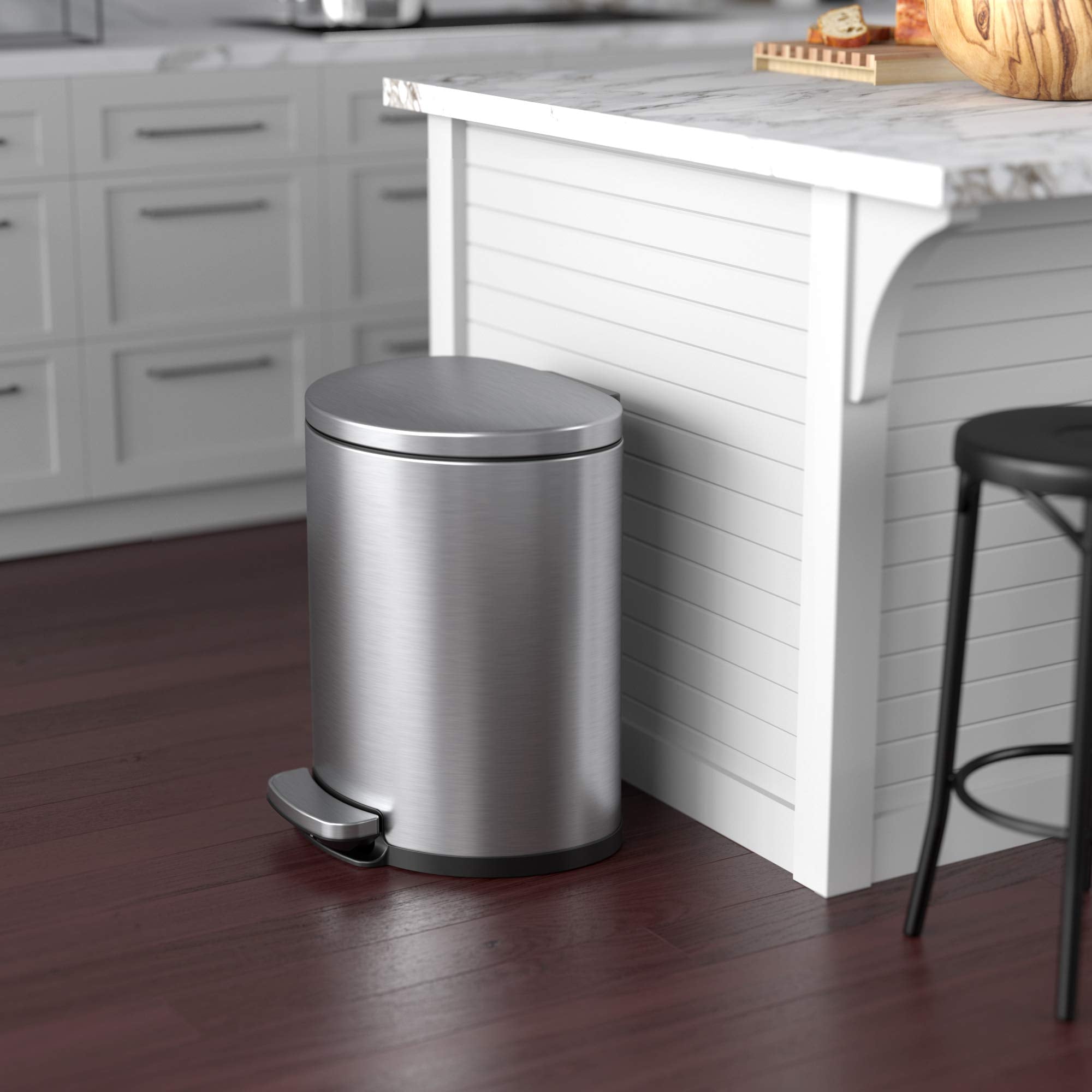 iTouchless SoftStep open lid showing removable inner bucket for easy emptying