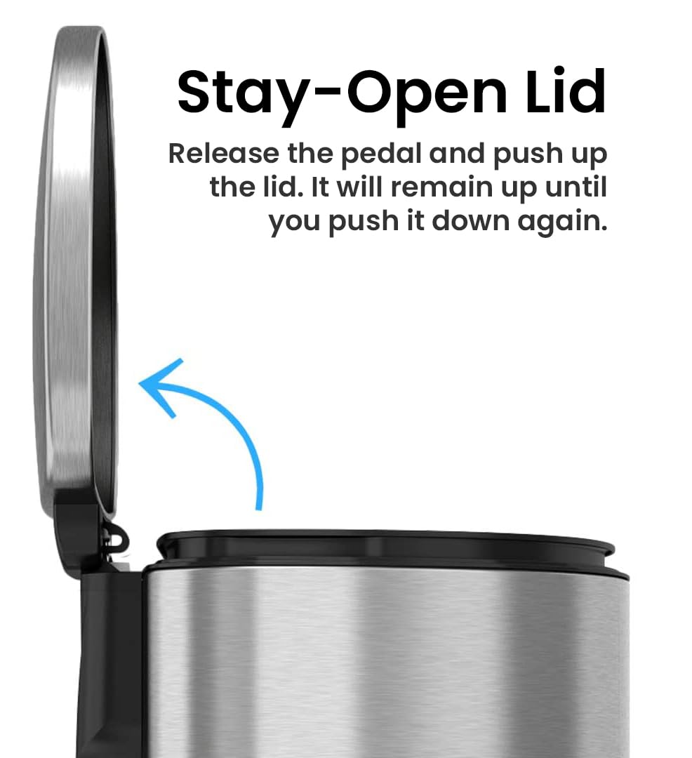 iTouchless SoftStep size comparison in a kitchen showing space-saving fit and practical capacity benefit