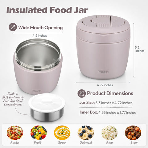 Itslife close-up of dual compartment and silica-gel cover keeping foods separate