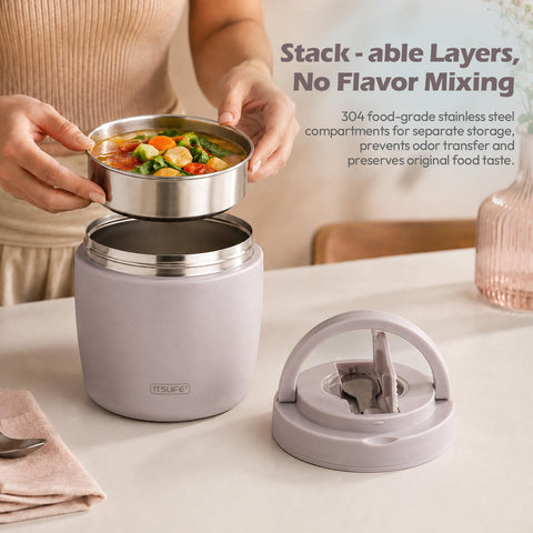 Itslife jar in office lunch setting illustrating portability and leakproof benefit
