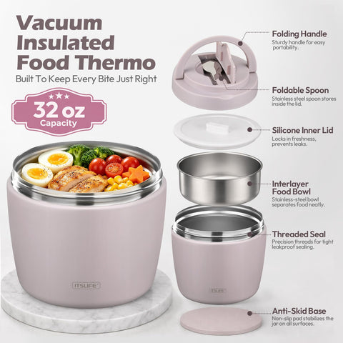 Itslife wide-mouth jar open with hidden folding spoon for easy eating