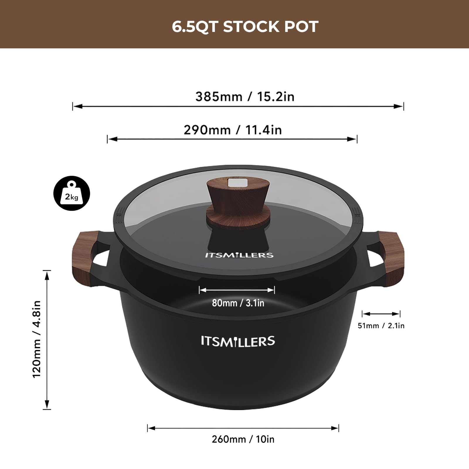 ITSMILLERS visible tempered-glass lid on pot for monitoring cooking without lifting