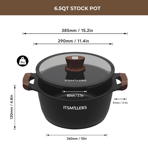ITSMILLERS visible tempered-glass lid on pot for monitoring cooking without lifting