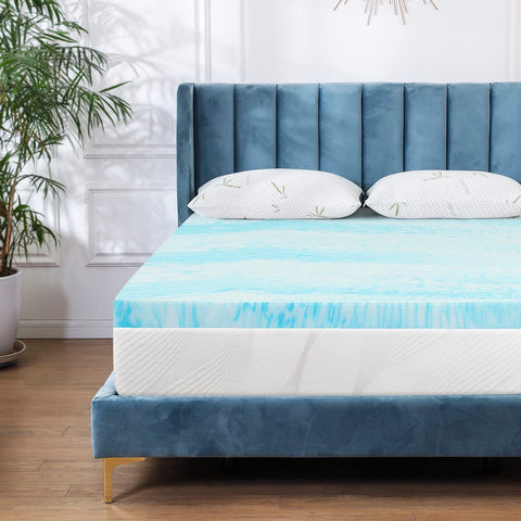 IULULU full topper front view showing smooth light blue surface and immediate comfort