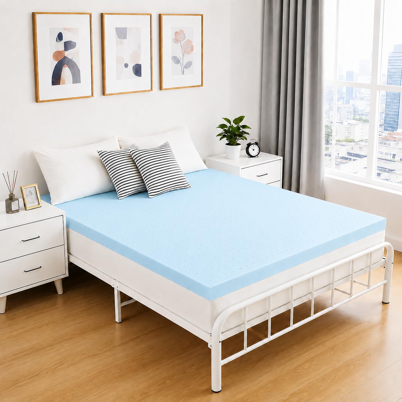 IULULU topper beside ruler showing exact twin size and fit