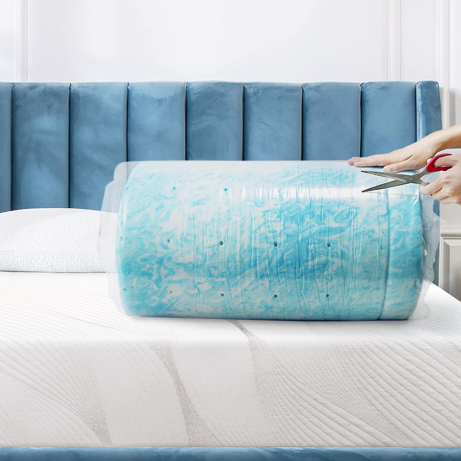 IULULU topper next to ruler to show 2-inch thickness for balanced softness