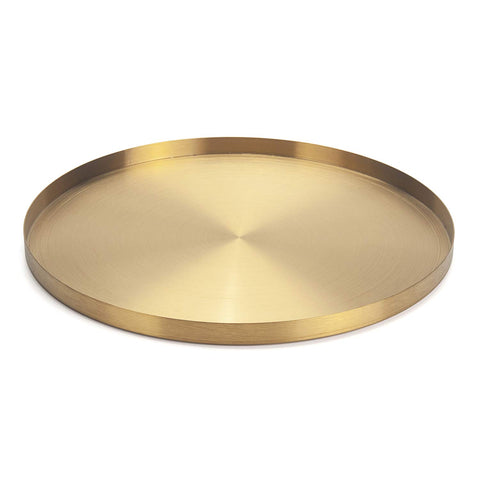 IVAILEX front view of gold tray showing clean round silhouette and stylish accent