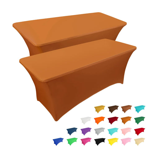 IVAPUPU front view of two caramel fitted table covers showing clean presentation and convenience
