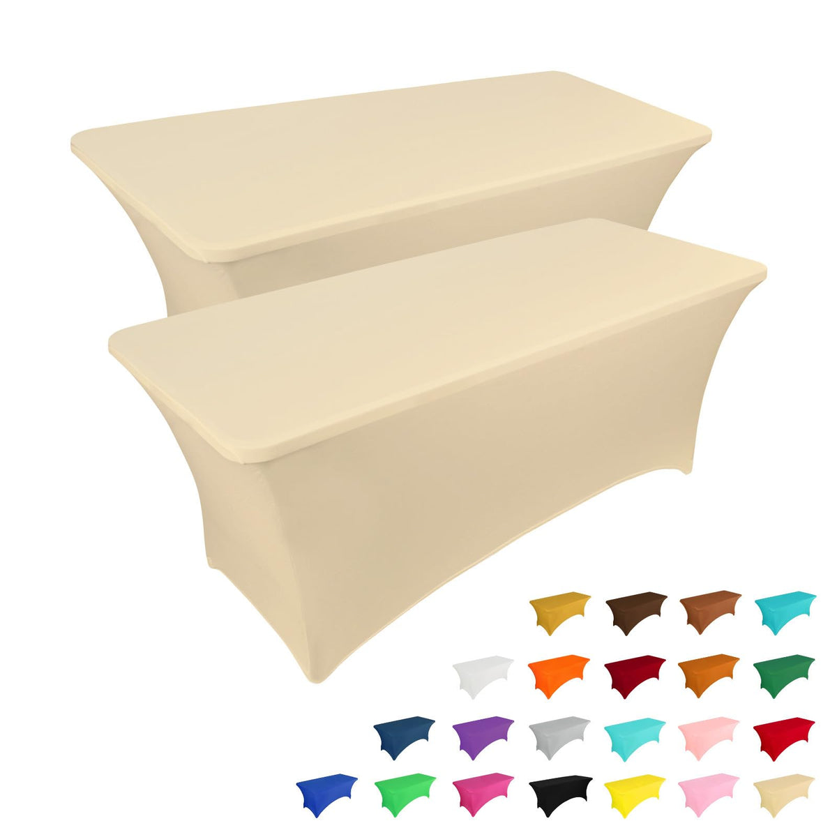 IVAPUPU front view of champagne tablecloth pack shows neat fitted look