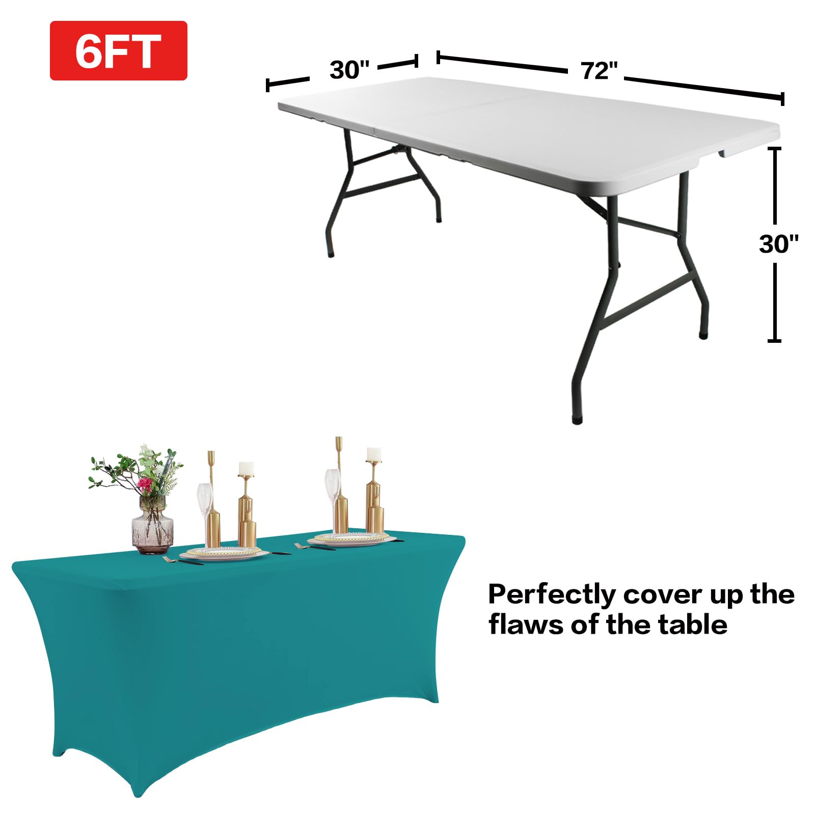 IVAPUPU cover stretched over a 6ft rectangular table for a wrinkle-free presentation benefit