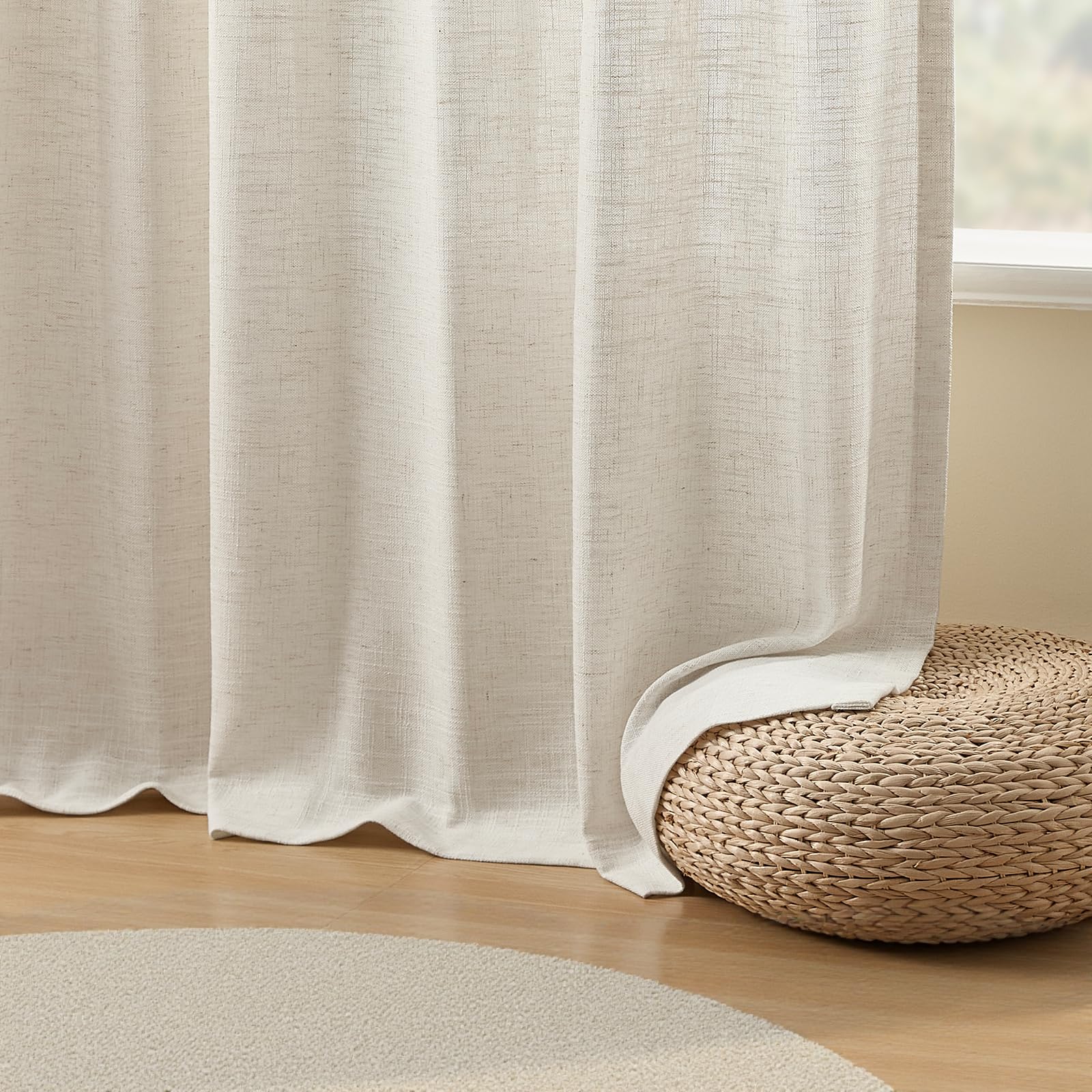 IVAPUPU curtain measured with tape illustrating accurate 96 inch fit