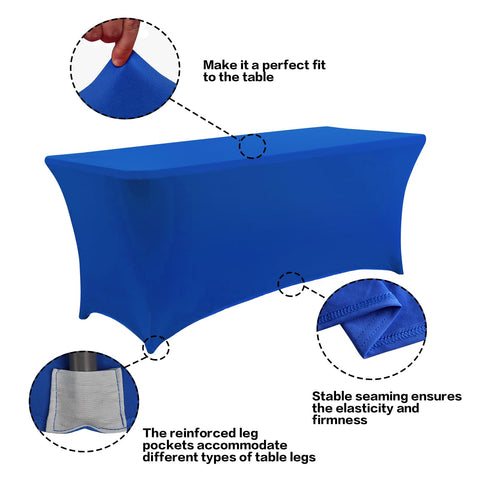 IVAPUPU tablecloth stretched on 6ft table demonstrating snug tailored fit