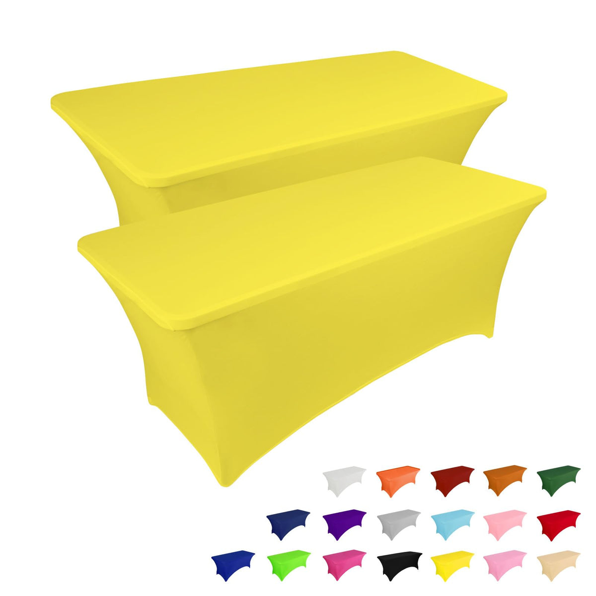 IVAPUPU front view of yellow 6ft tablecloth showing tidy fit and bright color benefit