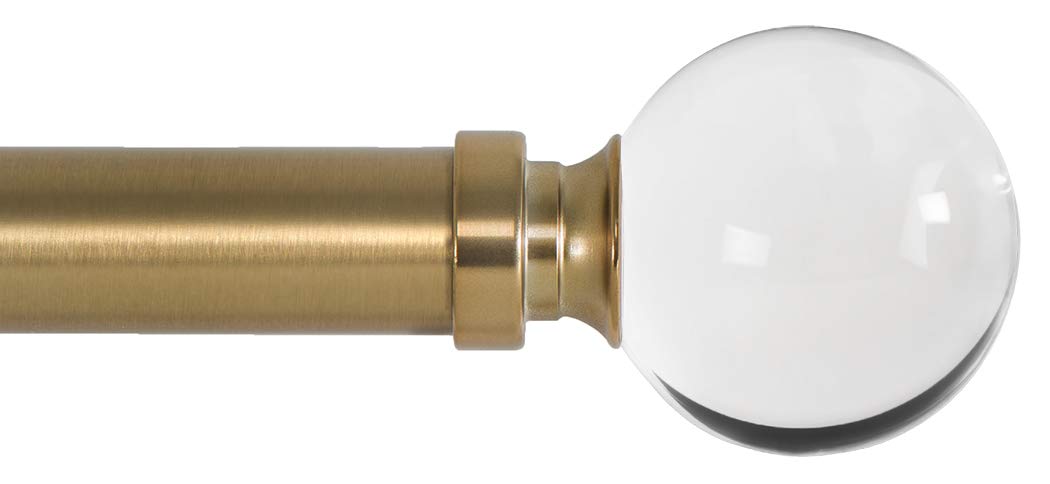 Ivilon warm gold curtain rod front view showing acrylic ball finials for elegant styling