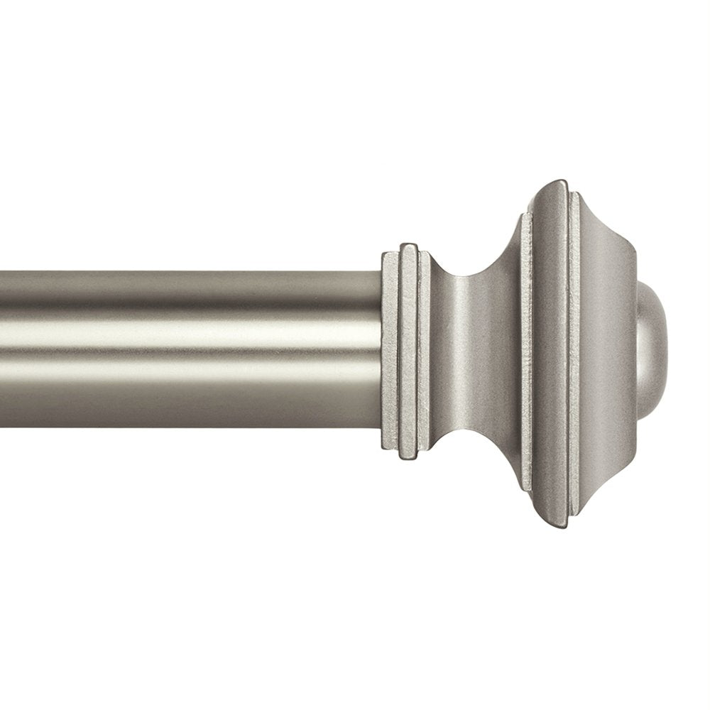 Ivilon front view of square rod satin nickel shows modern profile and clean look