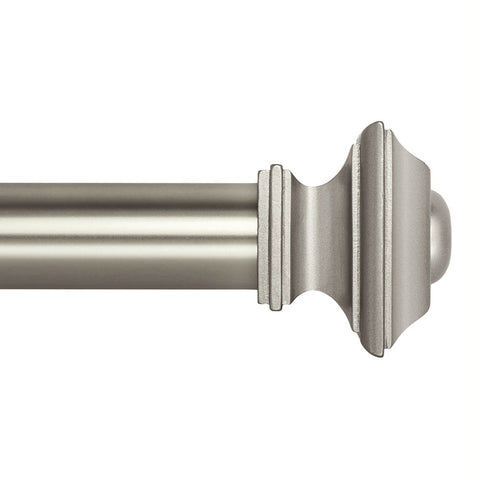 Ivilon front view of square rod satin nickel shows modern profile and clean look