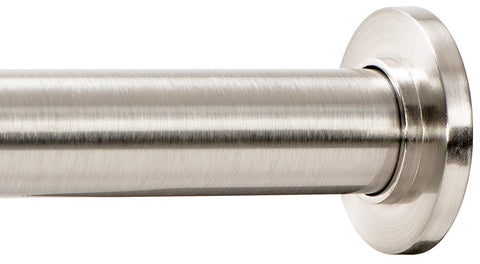 Ivilon front view of tension rod showing brushed nickel finish and finials for stylish stability