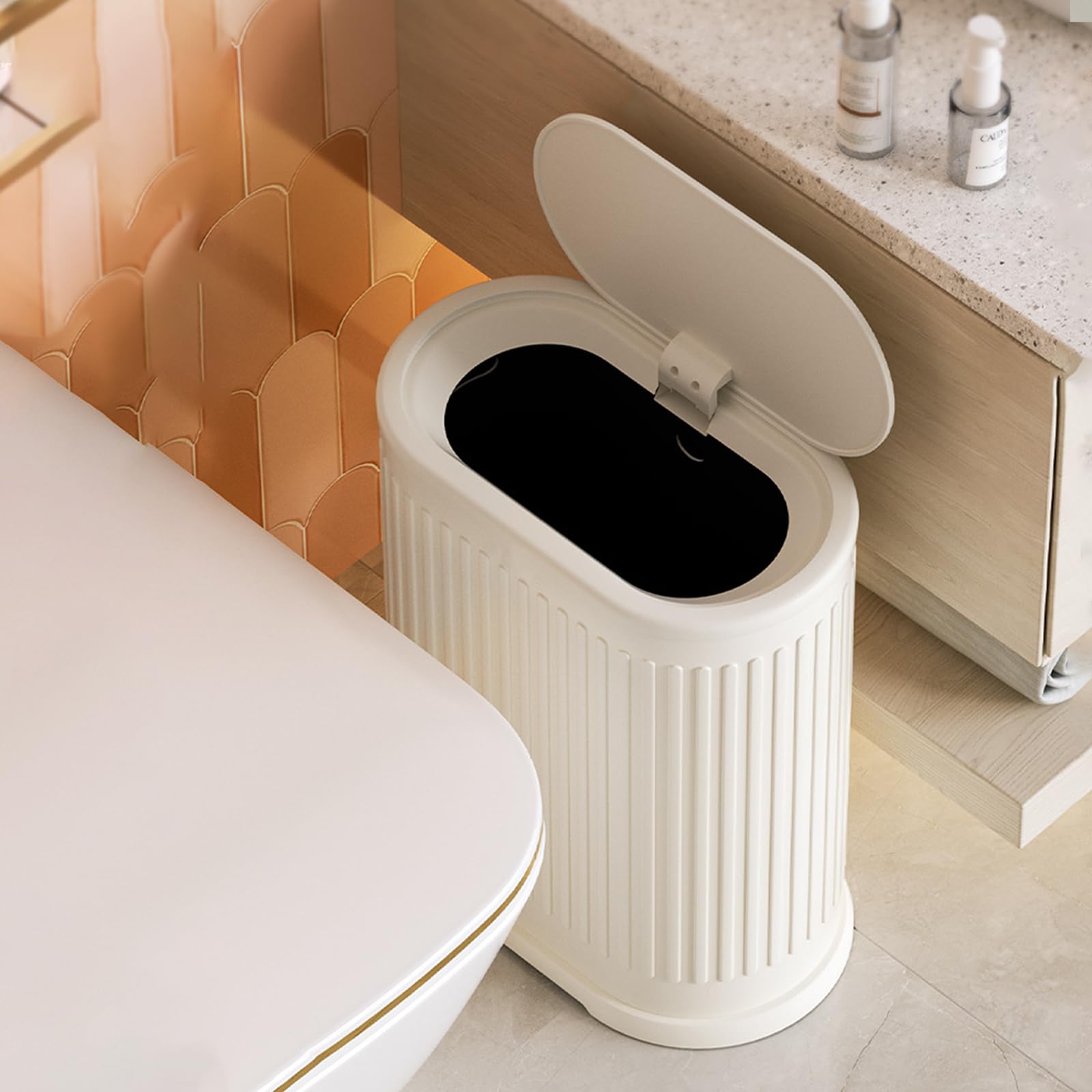IVTUVTI placed in bathroom beside toilet for discreet waste containment