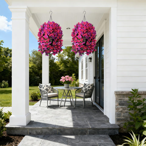 Ivydale bougainvillea hung on porch illustrating outdoor use and welcoming look
