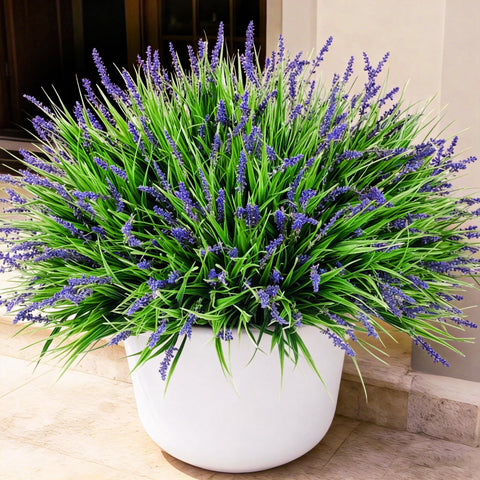 Ivydale front packaging showing 20-piece artificial monkey grass, low-maintenance decor