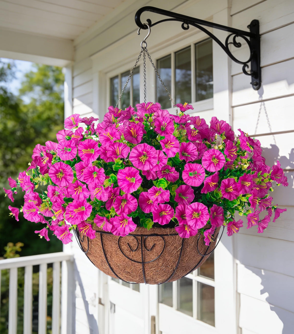 Ivydale front view hanging basket showing full floral display and curb appeal