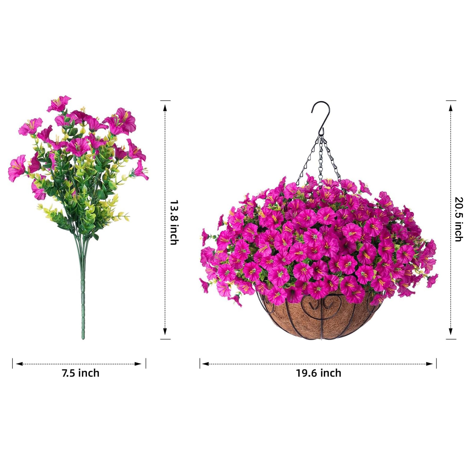 Ivydale hanging basket beside chair to show scale and size relationship