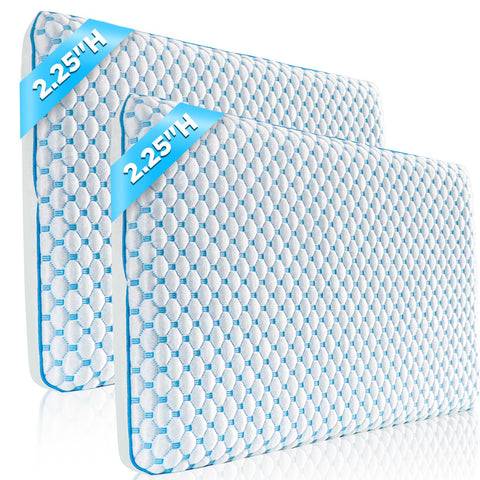 Iwacool front view of flat pillow showing full-size fit and neat packaging for easy setup