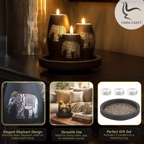 IYARA CRAFT round tray detail keeping candle holders organized and protecting tabletop surfaces