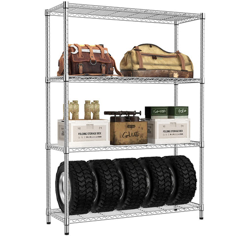 IZEUK front view showing full four-tier shelving and organized storage benefit