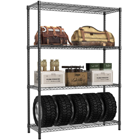 IZEUK front view of assembled shelving shows sturdy storage and space-saving benefit