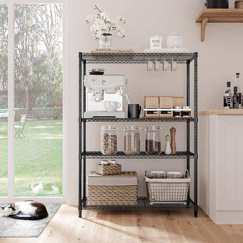 IZEUK shelf with storage bins demonstrates 350 lb capacity and organized storage