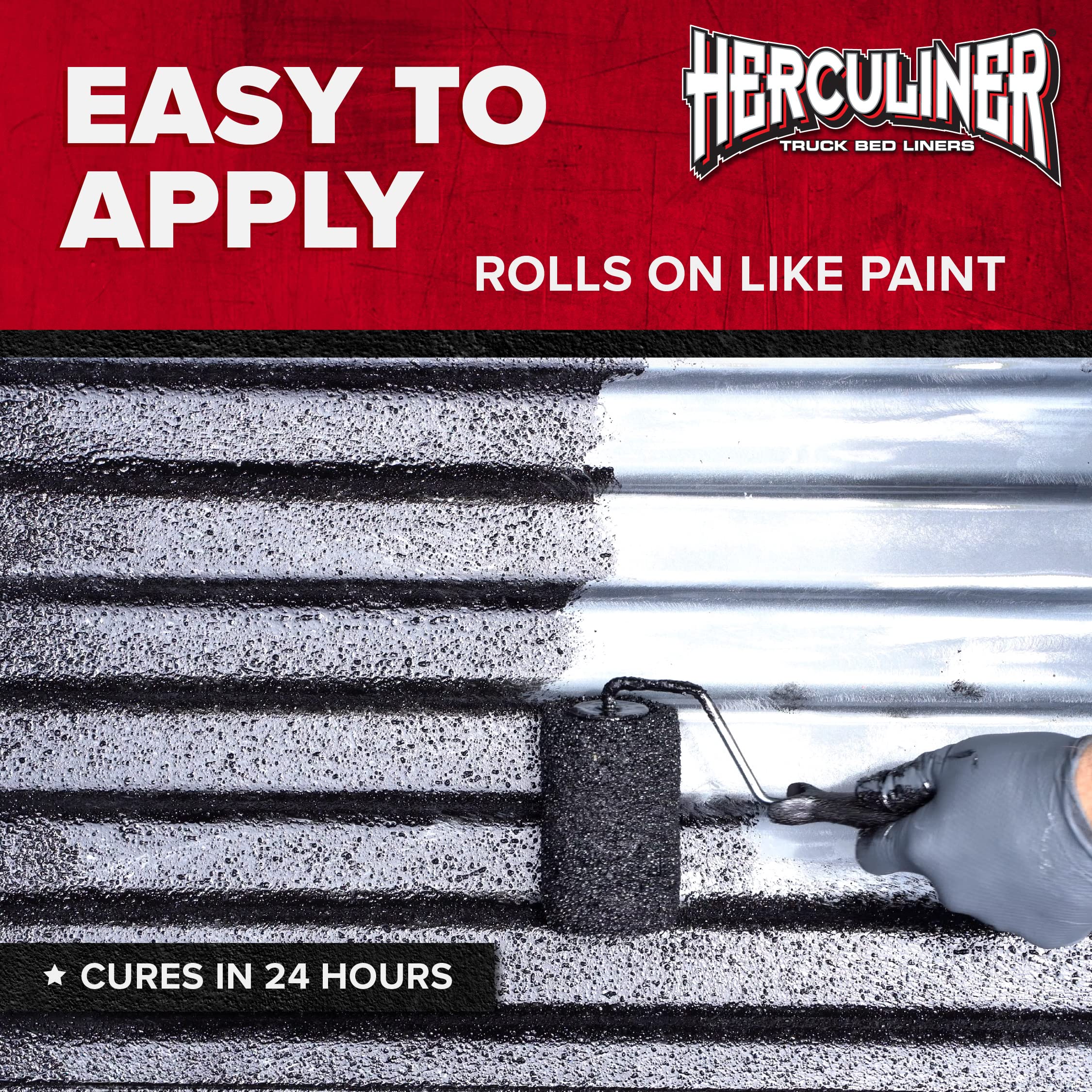 J-B Weld Herculiner being rolled onto a truck bed to protect and seal