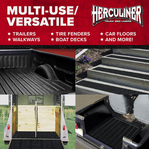 J-B Weld Herculiner before and after truck bed comparison showing restored finish