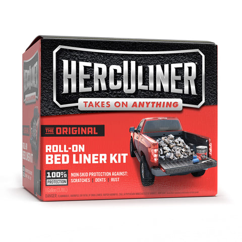 J-B Weld Herculiner front packaging showing included gallon and kit benefits