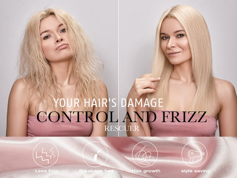 J JIMOO hair protection demo displays reduced frizz and better strand preservation
