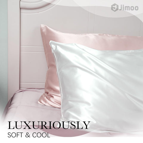 J JIMOO silk fabric close-up reveals fine 22 momme weave for less friction