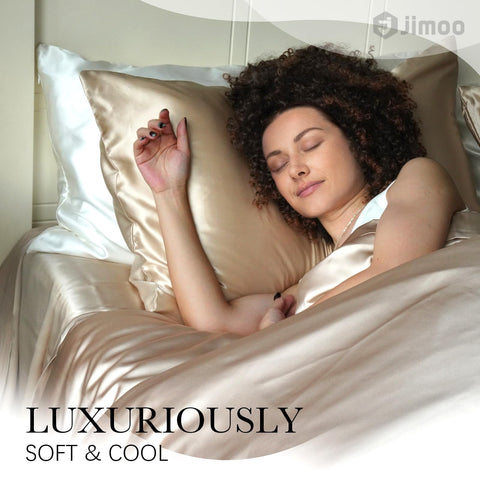 J JIMOO folded silk pillowcase showing easy storage and long-term care benefit