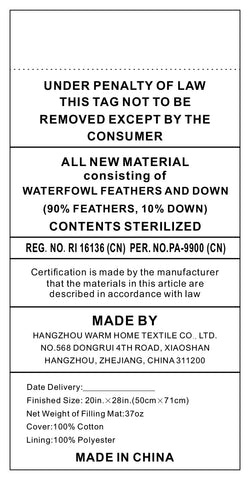 JA COMFORTS care label and packaging showing washing and maintenance benefits