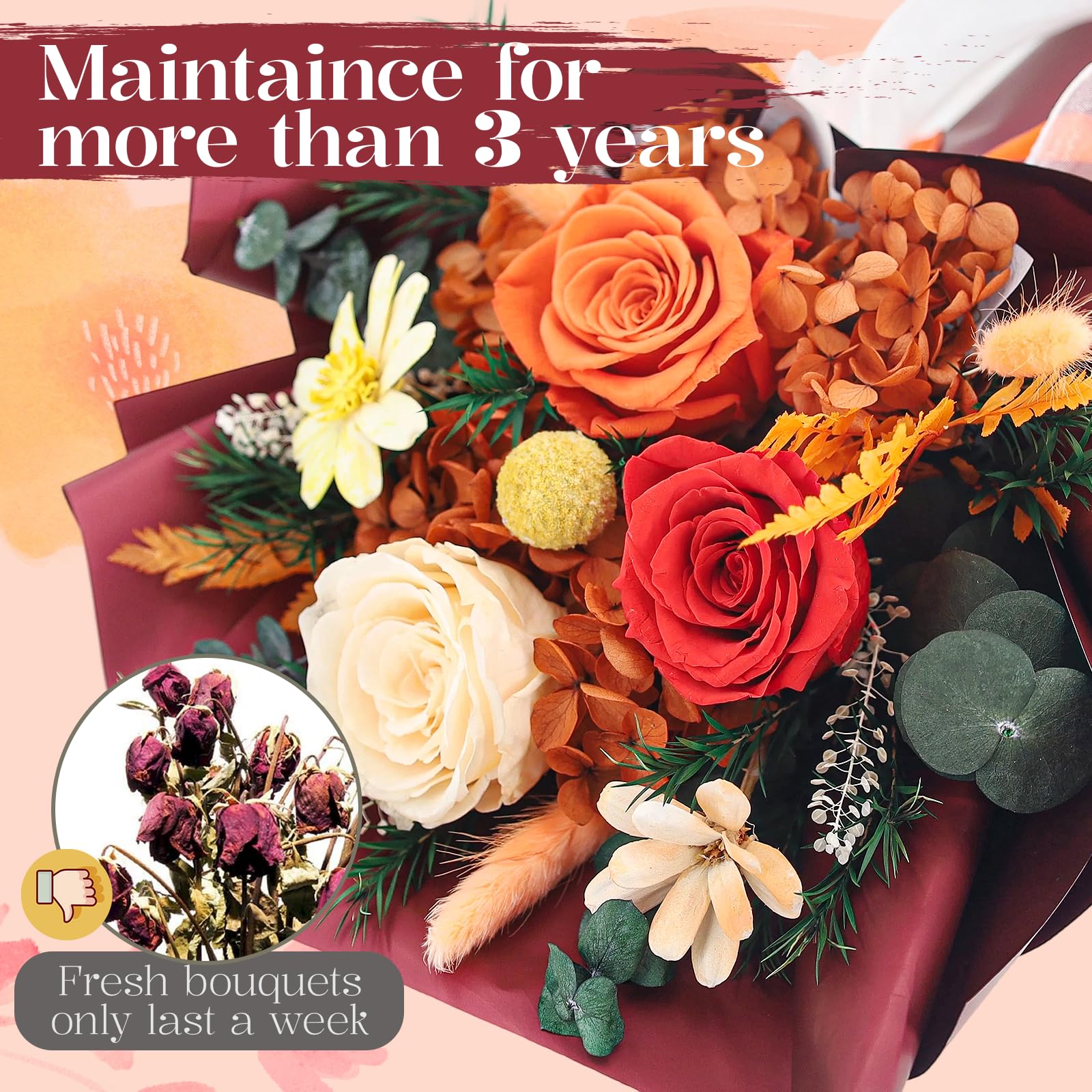 jabeick hands holding bouquet for scale illustrating size and gift-ready convenience