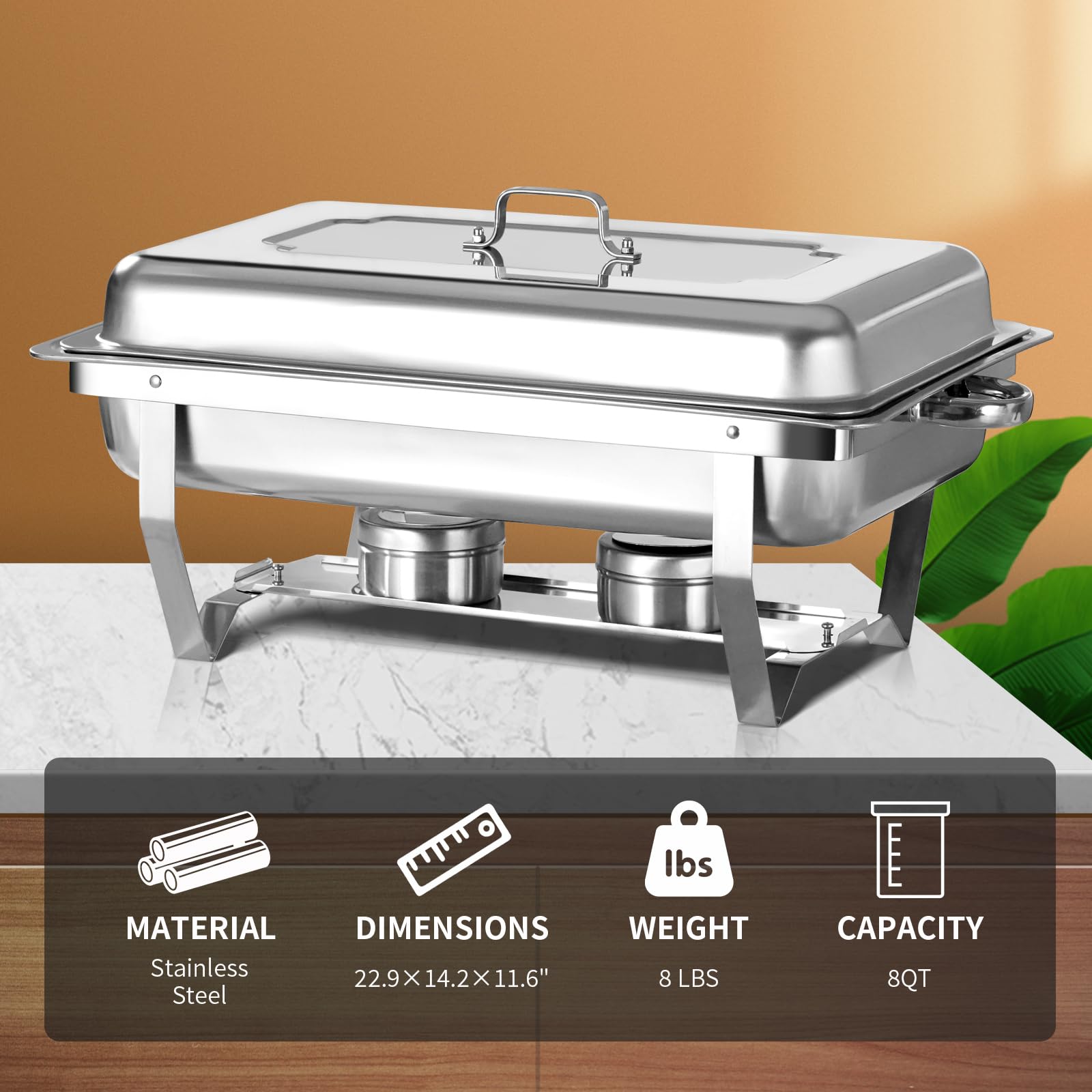 Jacgood full food pan served on buffet showing capacity and presentable food service
