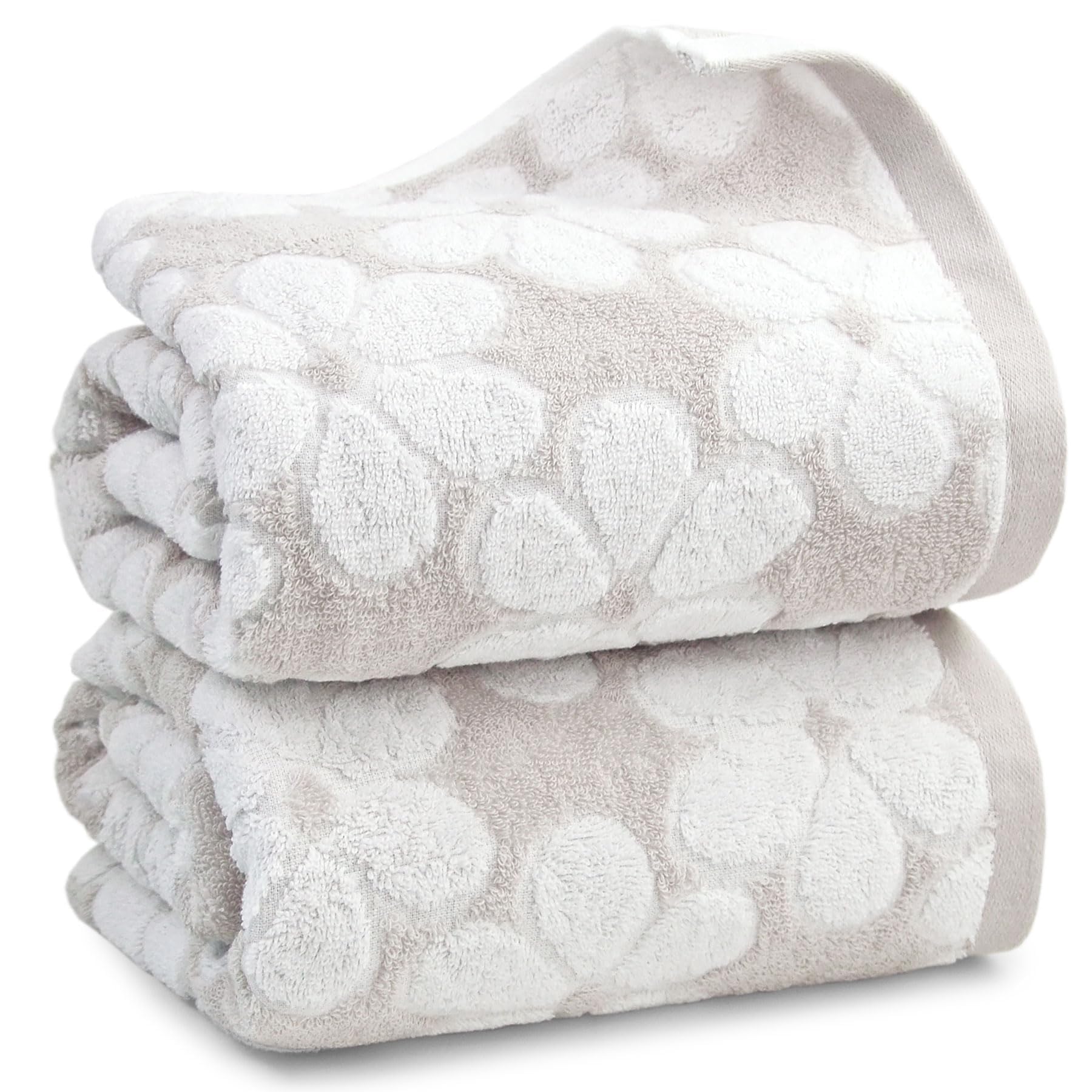 Jacquotha folded towels front view showing neat stack and inviting softness