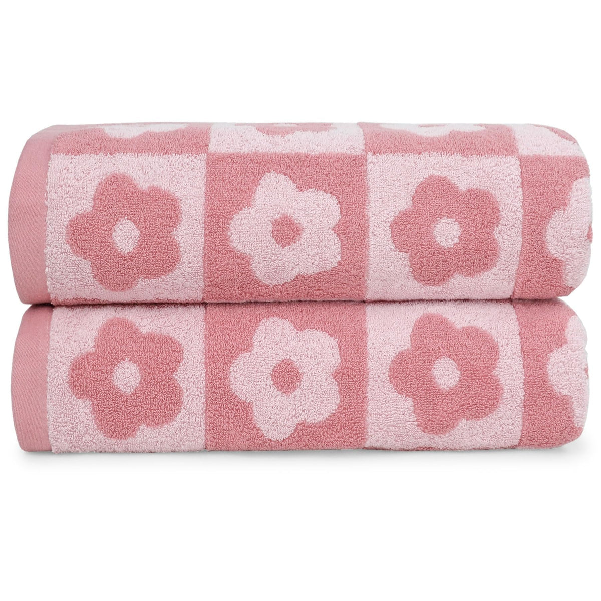 Jacquotha pink towel front view showing pattern and soft look, stylish bathroom upgrade