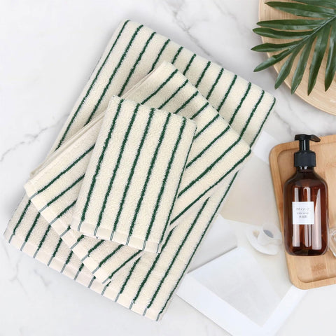 Jacquotha hand towel hanging next to sink offering quick-dry convenience