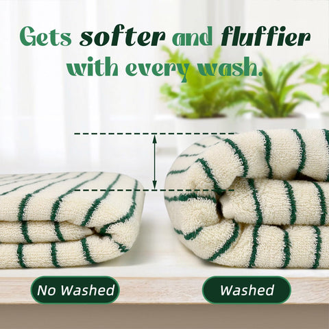 Jacquotha size comparison showing bath towel, hand towel, washcloth for clear scale